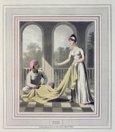 A European Lady giving instructions to her Durzee, or native tailor, plate 13 from 
